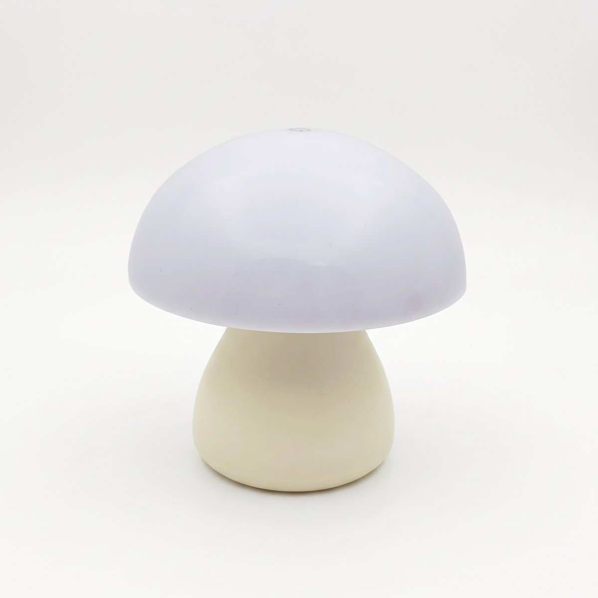 Mushroom LED night lamp – Cream, on a white background
