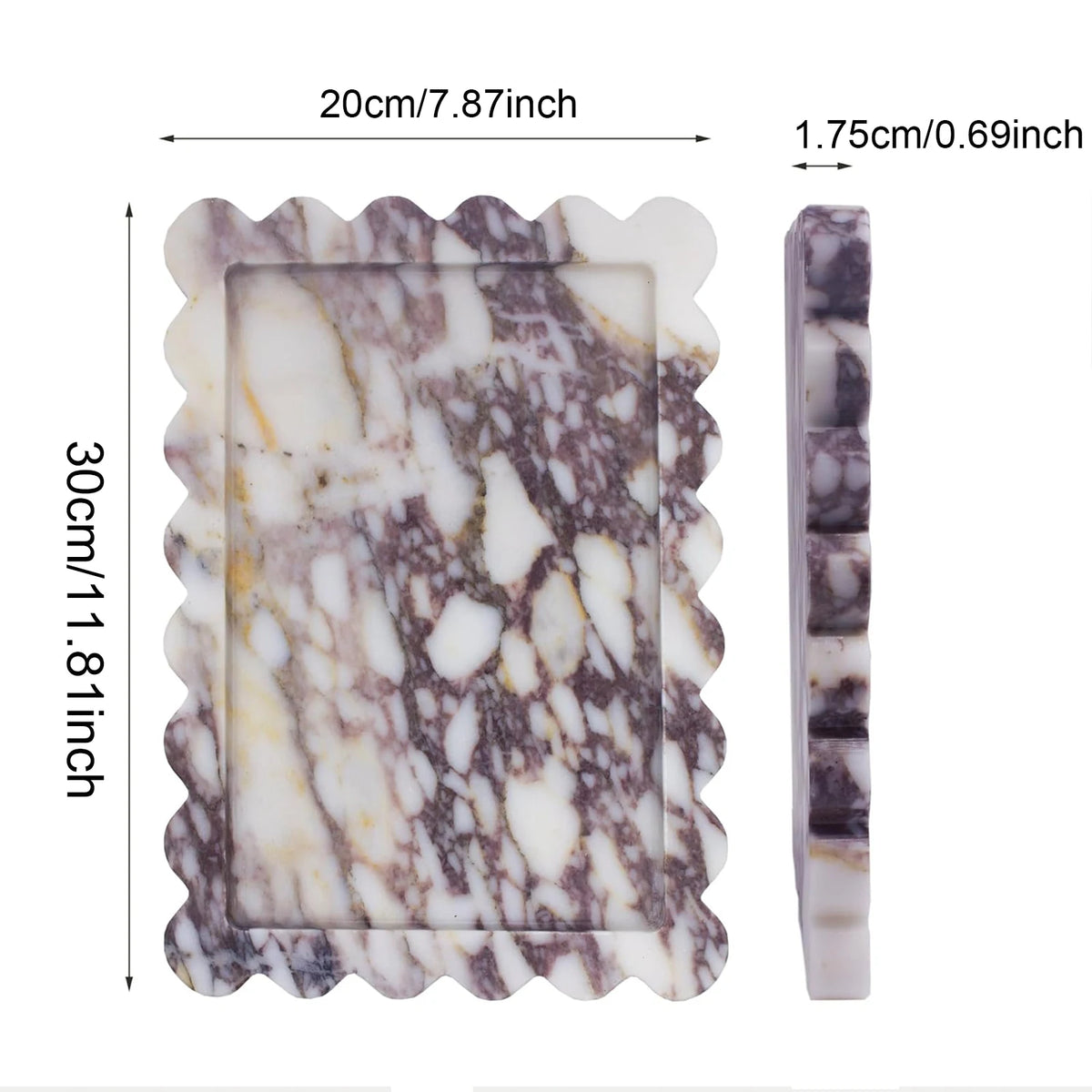 Scalloped Calacatta Viola Marble Tray