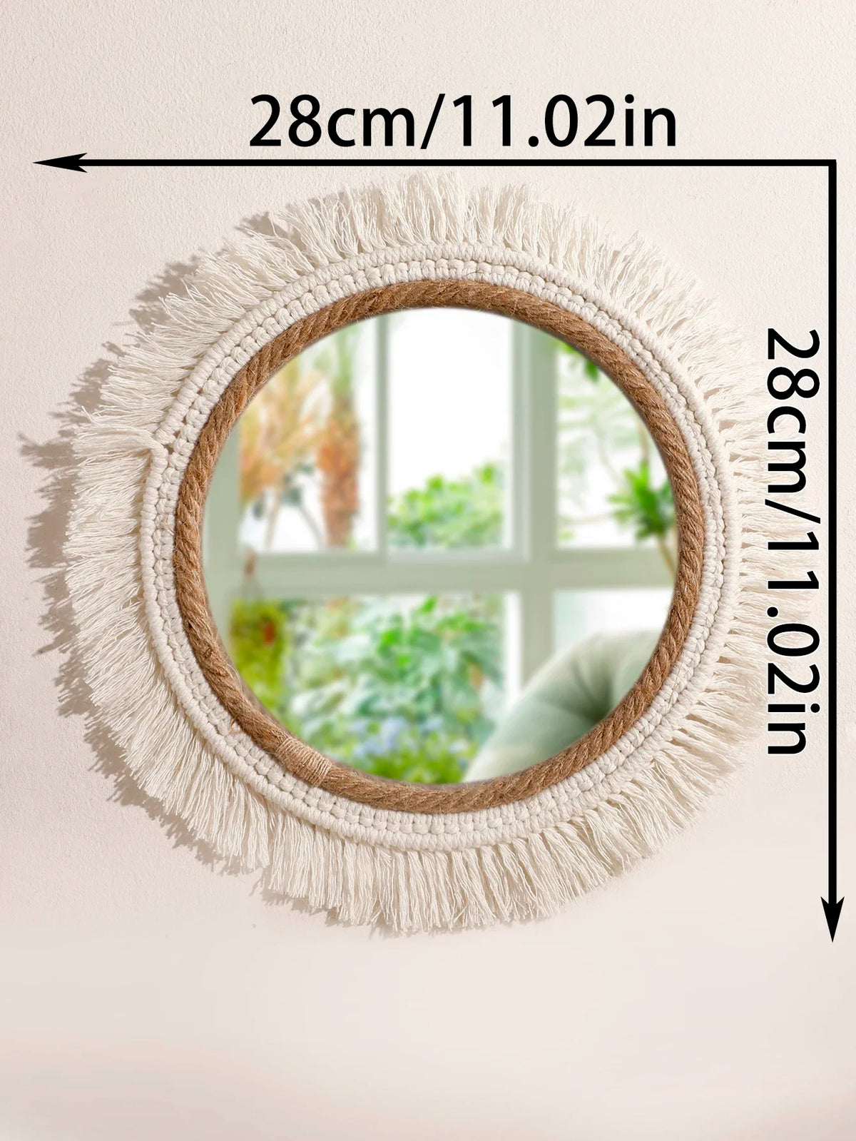 Boho Macrame Round Wall Mirror