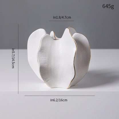 Ribbed Carambola Ceramic Vase