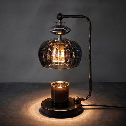 Candle Warmer Lamp with Smoky Glass Shade