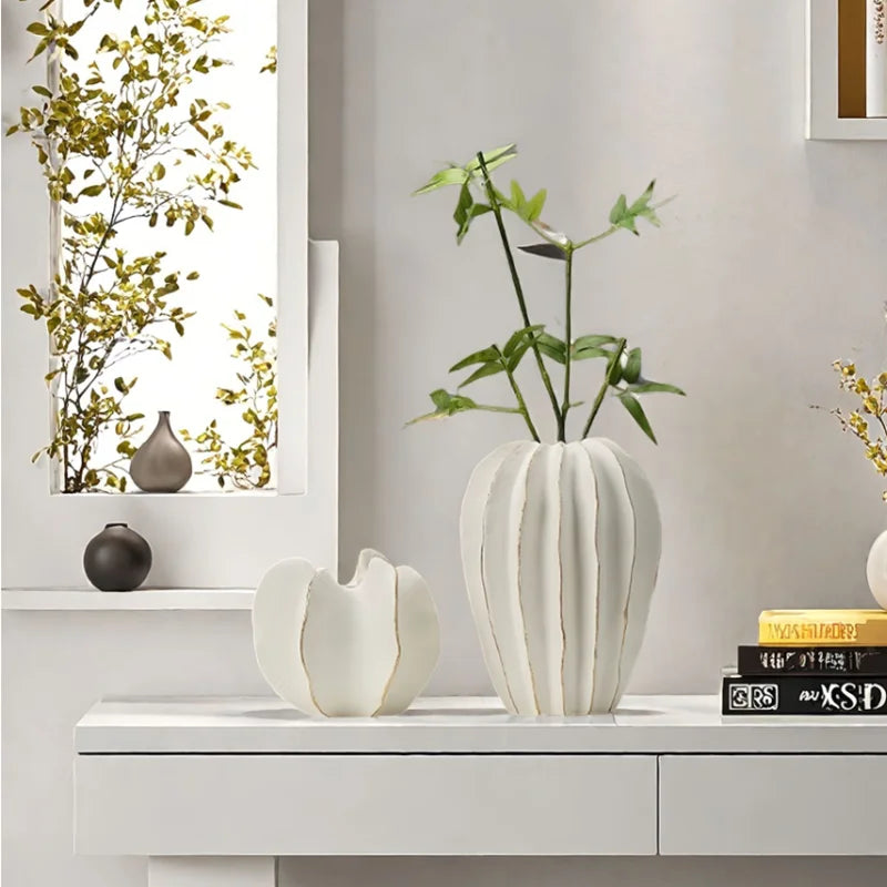 Ribbed Carambola Ceramic Vase