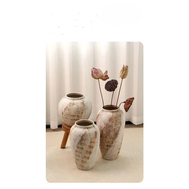 Mottled Wabi-Sabi Ceramic Jar Vase