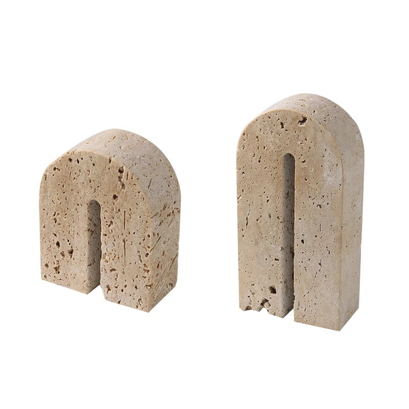 Travertine Arch Bookends – Natural Stone