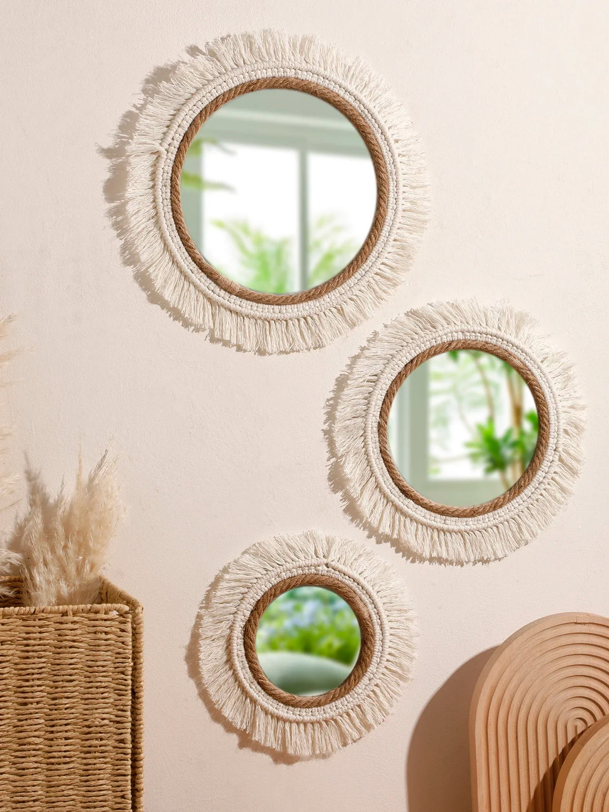 Boho Macrame Round Wall Mirror
