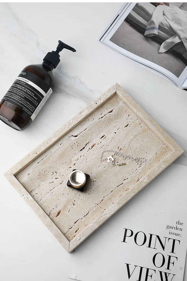 Natural Travertine Stone Vanity Tray