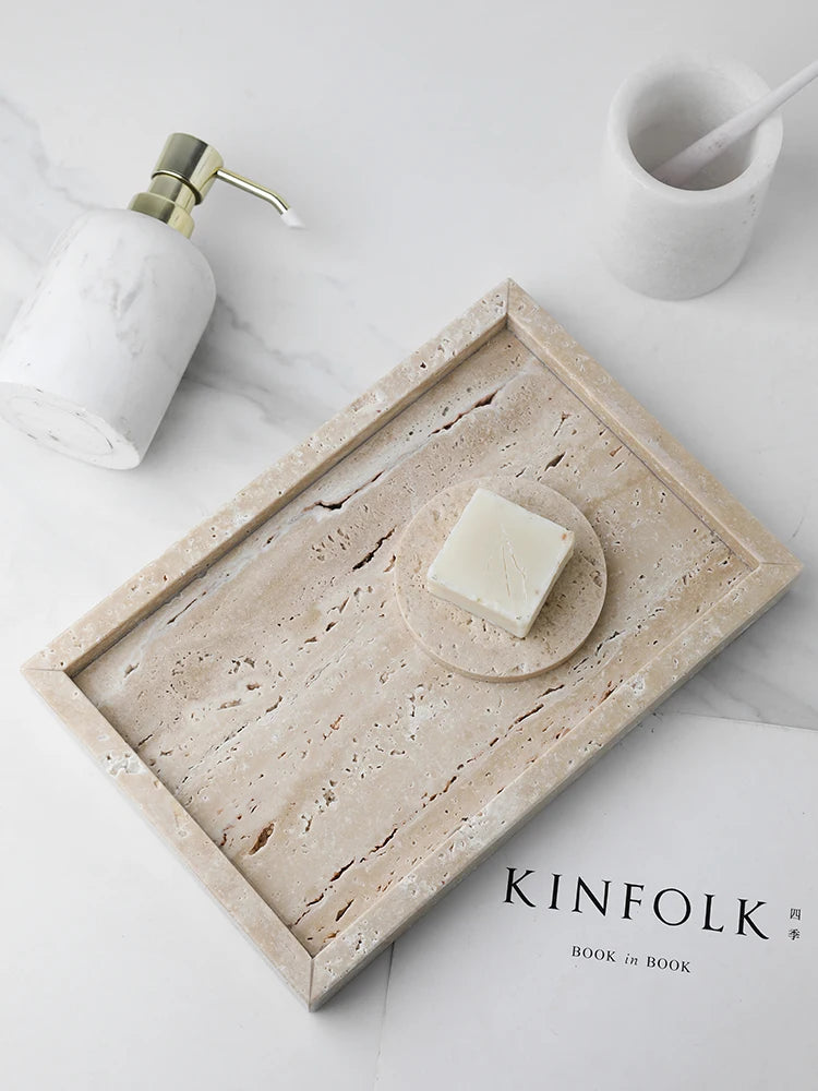 Natural Travertine Stone Vanity Tray