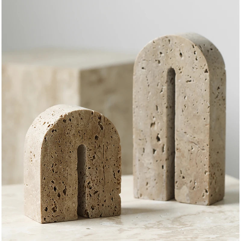 Travertine Arch Bookends – Natural Stone
