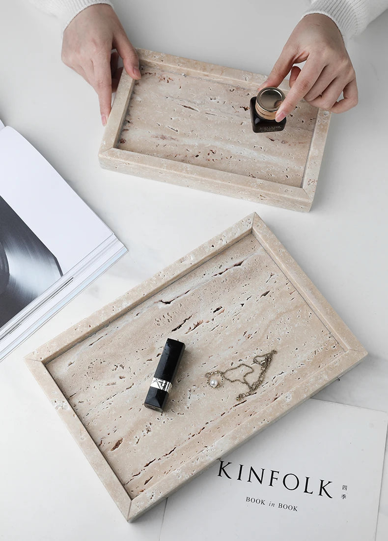 Natural Travertine Stone Vanity Tray