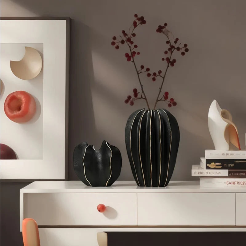 Ribbed Carambola Ceramic Vase
