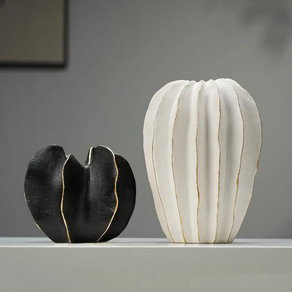 Ribbed Carambola Ceramic Vase