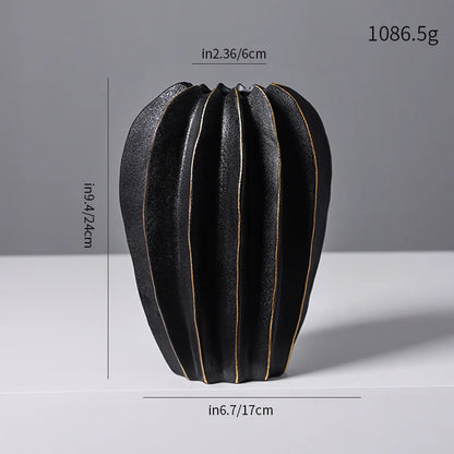 Ribbed Carambola Ceramic Vase