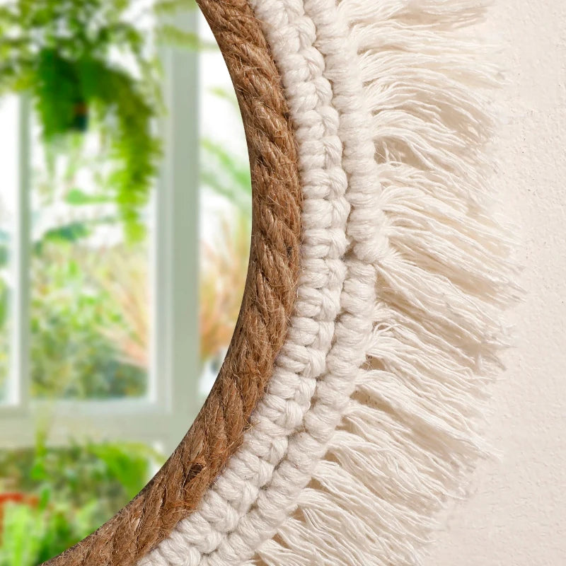 Boho Macrame Round Wall Mirror