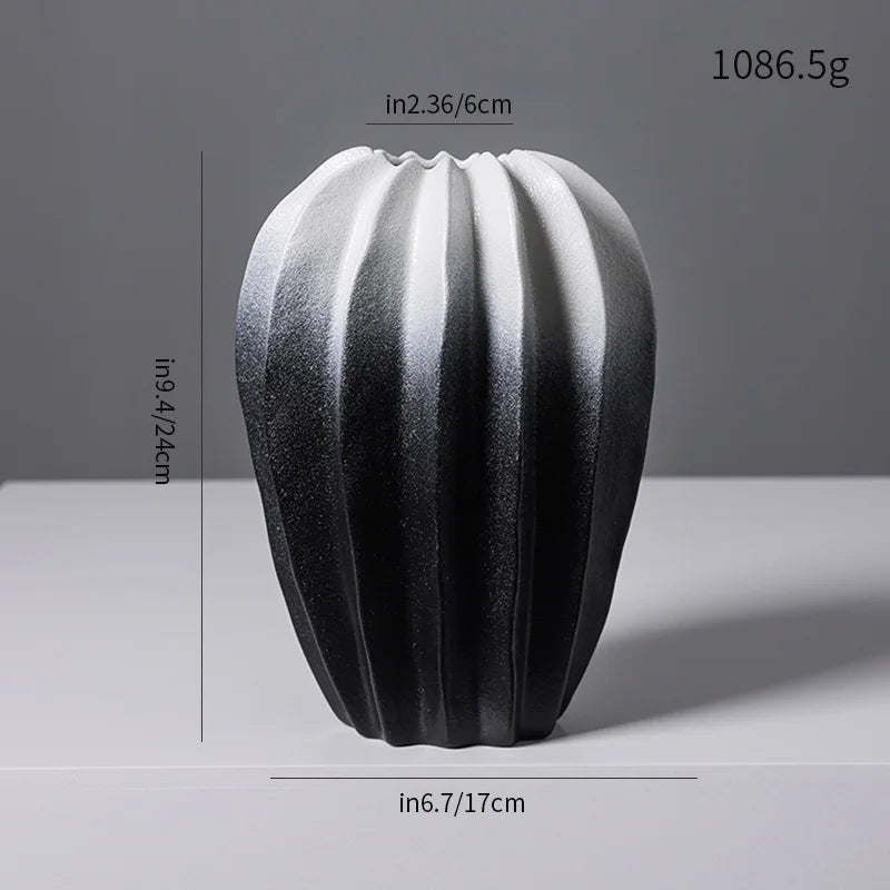 Ribbed Carambola Ceramic Vase