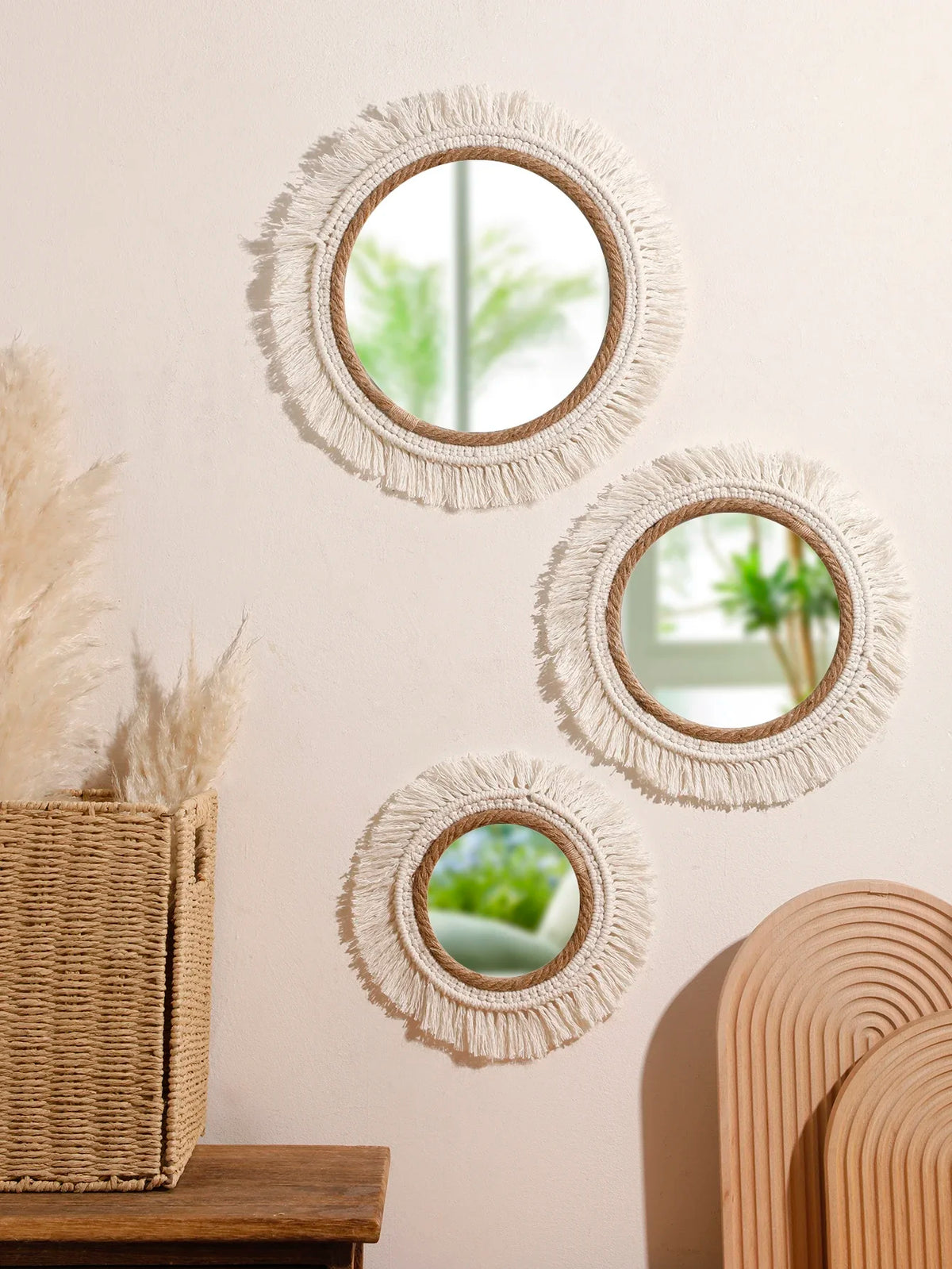 Boho Macrame Round Wall Mirror
