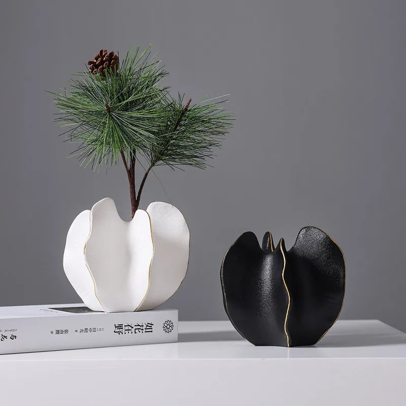 Ribbed Carambola Ceramic Vase