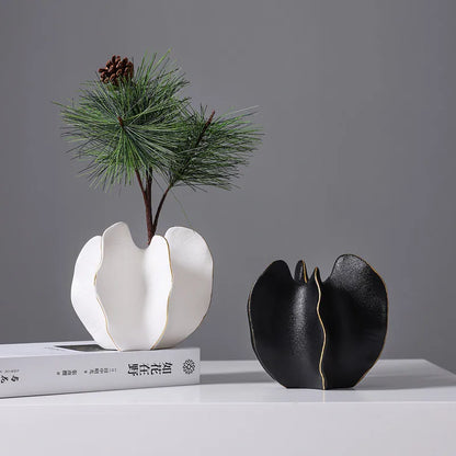 Ribbed Carambola Ceramic Vase
