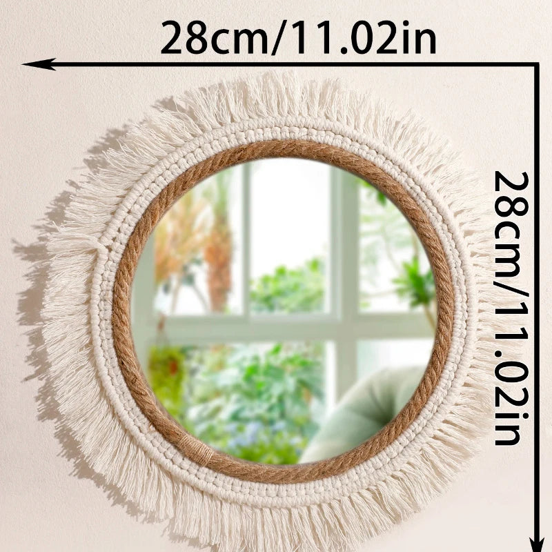 Boho Macrame Round Wall Mirror