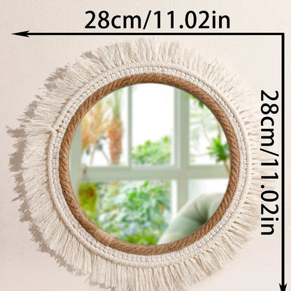 Boho Macrame Round Wall Mirror