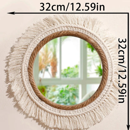Boho Macrame Round Wall Mirror