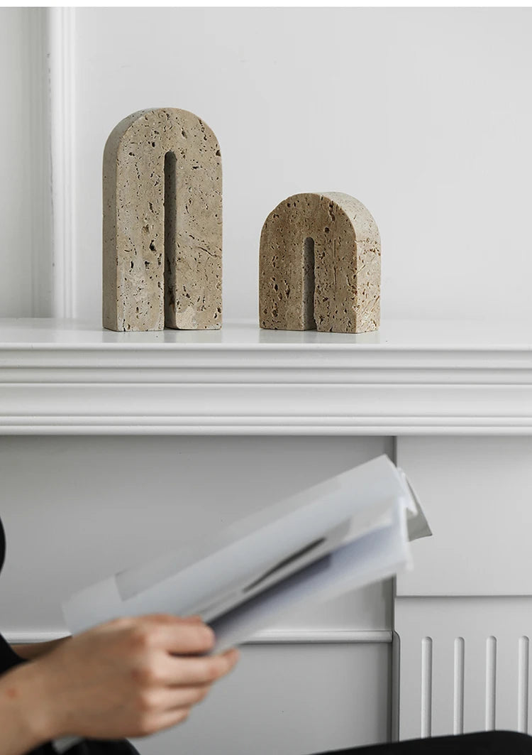 Travertine Arch Bookends – Natural Stone