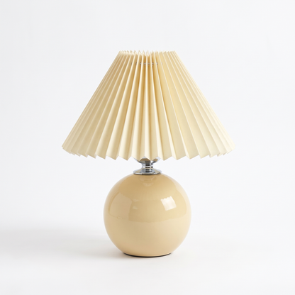 Ceramic table lamp with pleated shade – Yellow Base, Yellow Shade, on a white background