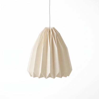 Folded paper pendant lampshade – Bell Cone, on a white background