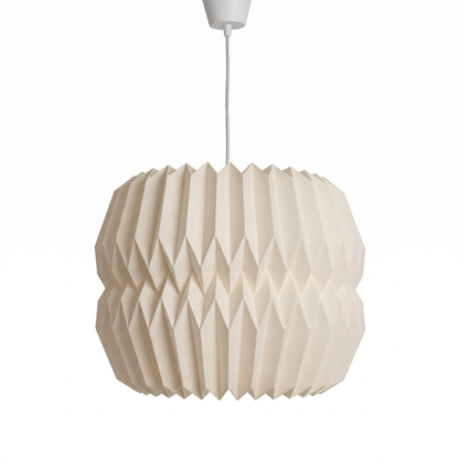 Folded paper pendant lampshade – Pleated Pumpkin, on a white background