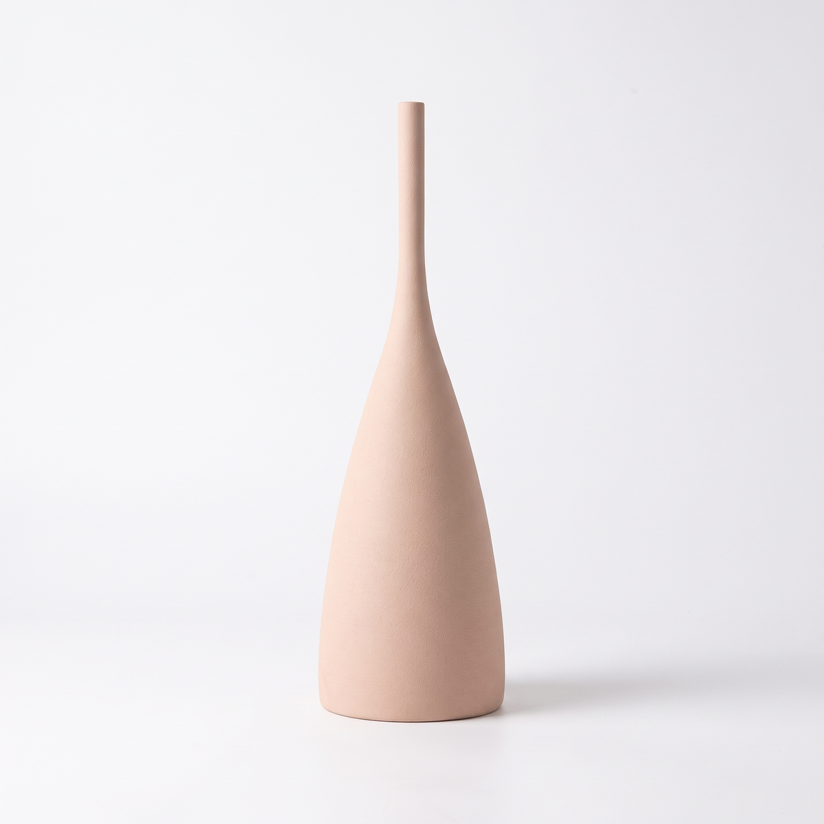 Handmade Morandi ceramic vase – Blush Bottle (30 cm), on a white background