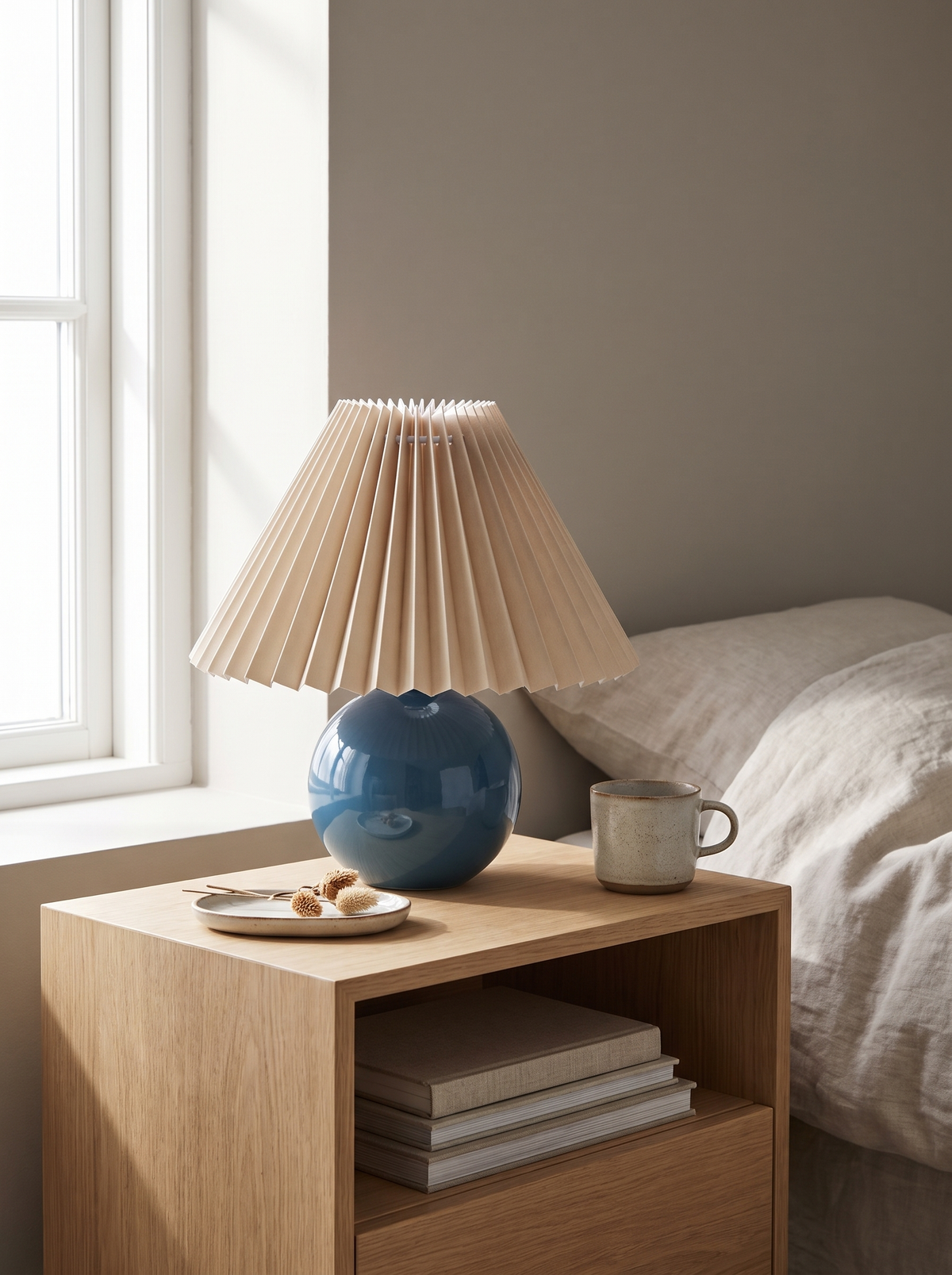 Nordic ceramic table lamp on a bedroom nightstand