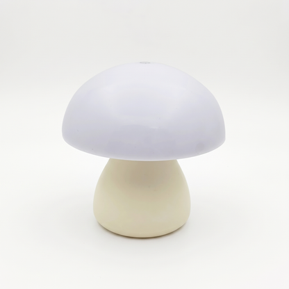 Mushroom LED night lamp – Cream, on a white background