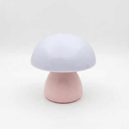 Mushroom LED night lamp – Pink, on a white background