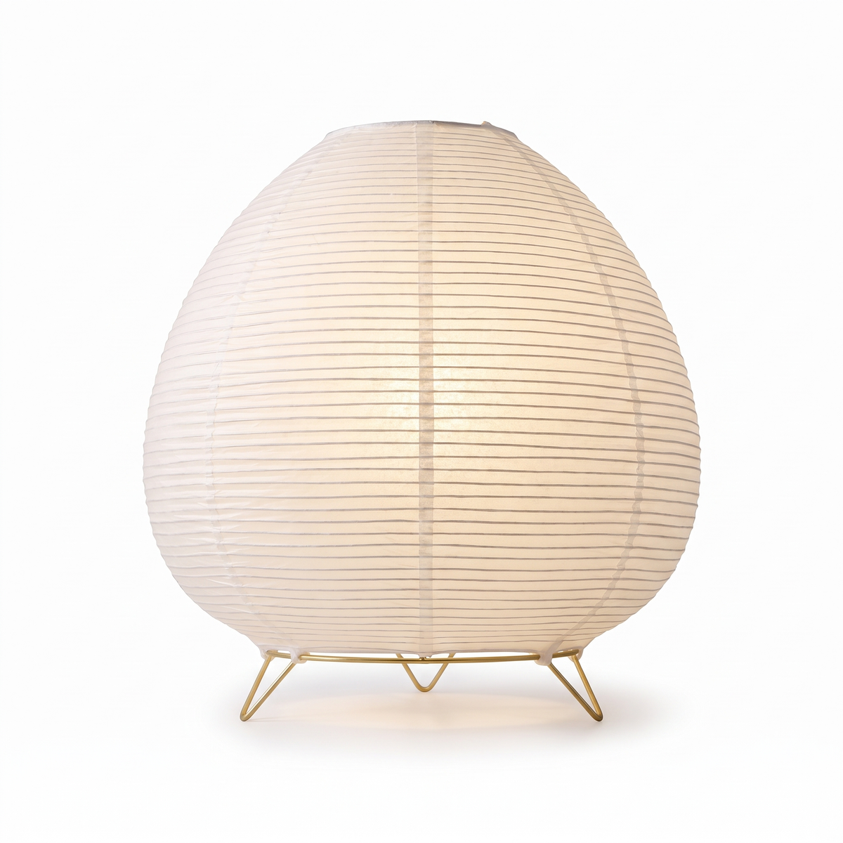 Rice paper lantern table lamp on a white background